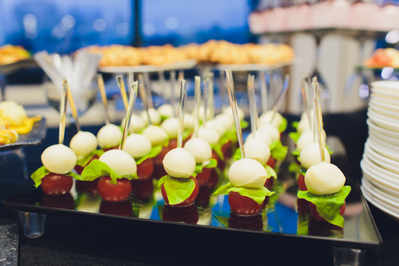 buffet table - a lot of canapes and sandwiches, shallow DOF.の写真素材