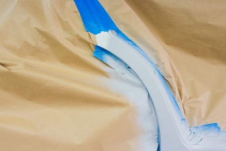Car bumper ready to paint at the body shopの写真素材