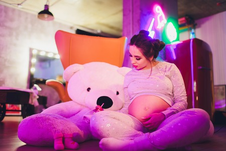 Happy Attractive pregnant woman Concepts of pregnancy and family.の写真素材