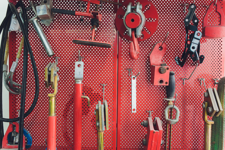 Tools for Car arranged on the wall.
