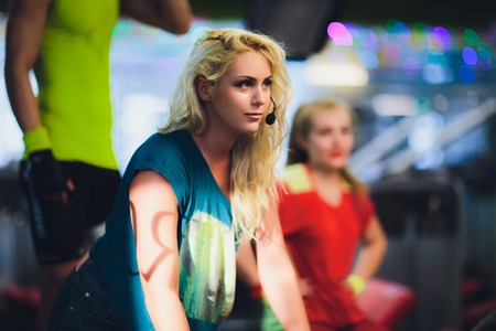 Prertty sporty girl workout in the gym.の写真素材