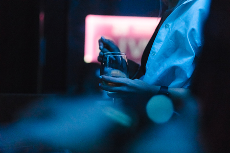 Holiday Event people cheering with champagne and wine.の写真素材