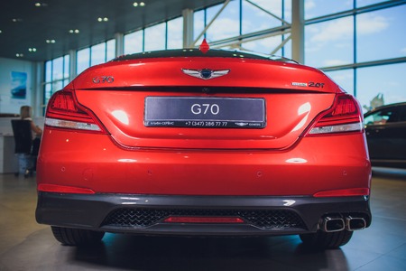 UFA, RUSSIA - MAY 23: Model car Genesis G70 redのeditorial素材