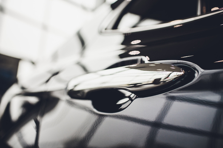 Car door handle of blackmodern car black bodyの写真素材