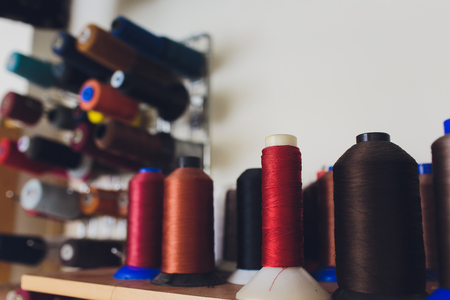 Image of a lot of coils with multi-colored threads.の写真素材
