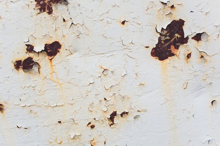 Old rusty white metal. The rust on metal background. Grunge wall background