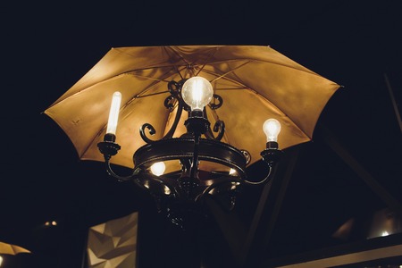 chandelier in umbrella form with light inside