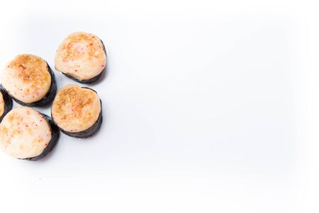 Japanese seafood sushi , roll on a white background.の写真素材
