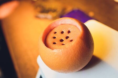 Process of making hookah for smoking. concept of smoking a hookah and having a good time. laying...