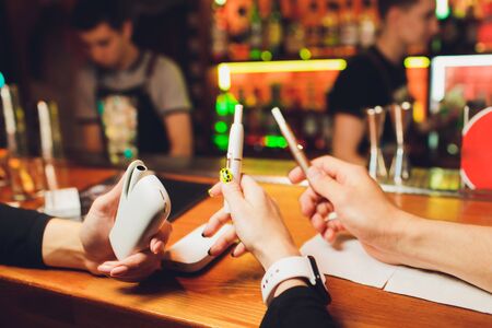 heat-not-burn tobacco product technology. e-cigarette before smoking.の写真素材