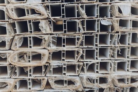 Selection of PVC window profiles on display.の写真素材