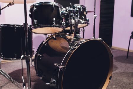 Close-up of Drummer and his Kit, Playing Live with his Band.