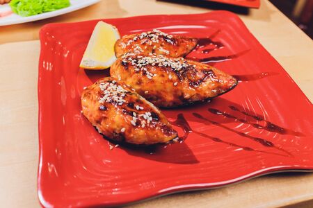 Japanese food mix on a restaurant table.の写真素材