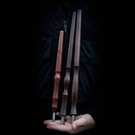 part of the hookah, modern design, on a black background.の写真素材