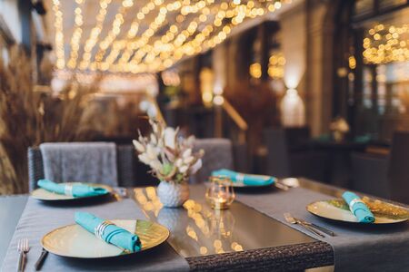 beautifully served table in a restaurant Luxury holiday placeの写真素材