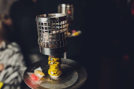 The hookah on the bar counter in a cafe