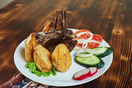 Barbecue spare ribs on an rustic wooden table