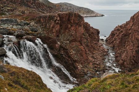 Teriberka, The North of Russia, northern waterfallsの写真素材