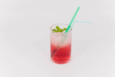 glass of aperol spritz cocktail isolated on white background.の写真素材