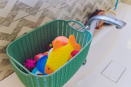 many different toys in the form of rubber animals.の写真素材