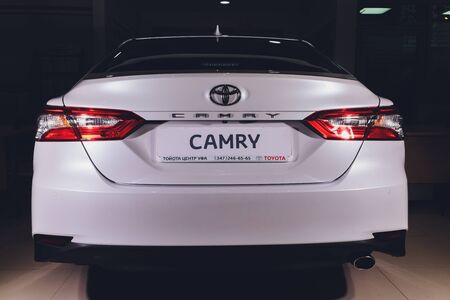 Ufa, Russia, 15 January, 2020: Toyota Camry, side view. Photography of a modern car on a parking.のeditorial素材