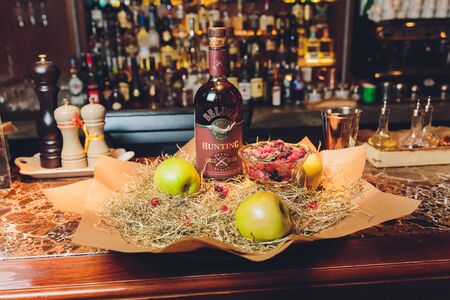 Saint-Petersburg, Russia. March 19, 2019. Bottle Vodka Beluga Nobel Russian Vodka.のeditorial素材