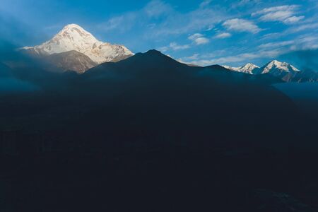 Winter view of Kazbek Kazbegi mountain, Georgia