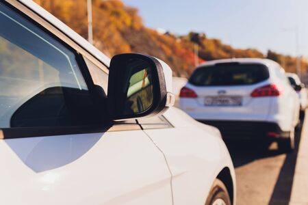 Angle shot of a car with reflectionの写真素材