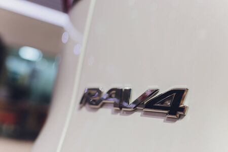 Ufa, Russia, 18 October, 2019 New Toyota RAV 4 Hybrid. Modern SUV transport vehicle.のeditorial素材