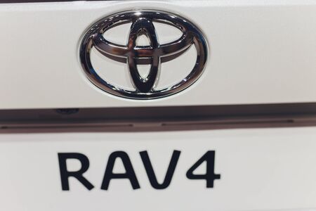 Ufa, Russia, 18 October, 2019 New Toyota RAV 4 Hybrid. Modern SUV transport vehicle.のeditorial素材