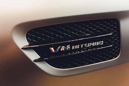 Ufa, Russia - December 23, 2018: Grey sportscar Mercedes-Benz AMG GT.のeditorial素材