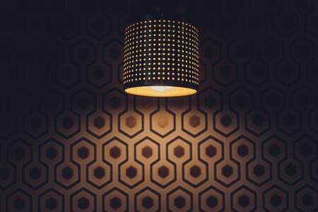 Different modern streamlined mirror copper chandeliers. Bubble metal copper shade pendantの写真素材