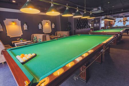 Billiard on table. Perfect composition of pool balls