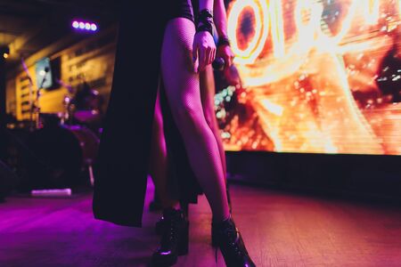 feet of people dancing on a club party. unrecognizableの写真素材