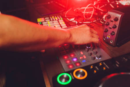 Close up view of professional DJ console.の写真素材