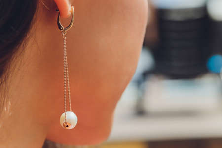 close up of boho styled woman hands with silver jewelry.の写真素材