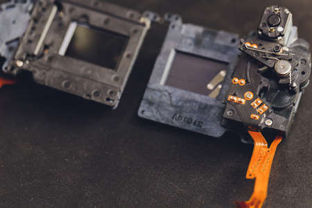 Camera shutter part. Electronic shutter device component of electronic photo camera.