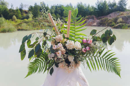 Native American ethnic residence, tippi aka, wigwam in the meadow.の写真素材