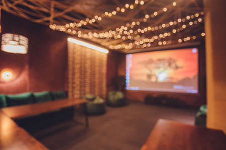 Blured background of modern home living room interior with sofa.の写真素材