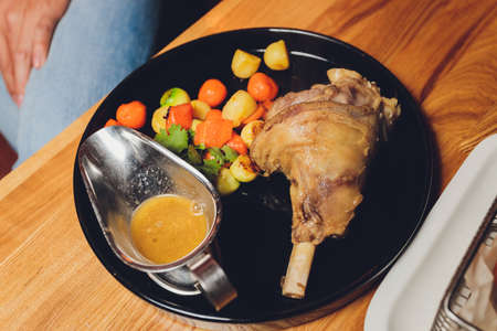Bebek Goreng Slamet, Traditional Fried Duck Menu in Indonesian. Popular Menu came from Madura, East Java. Usually Served with Raw Vegetable and Spicy Sambal. Popular as Penyetan.の写真素材