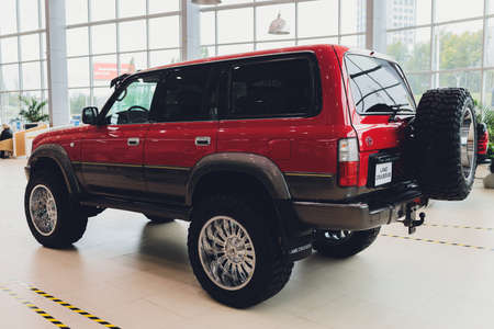 UFA, RUSSIA - SEPTEMBER 20, 2020: Japanese motor car Toyota Land Cruiser LC 80.