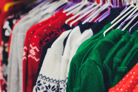 Colorful collection of womens clothes hanging on a rack.