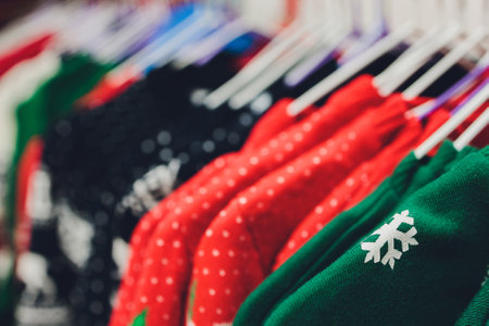 Colorful collection of womens clothes hanging on a rack.
