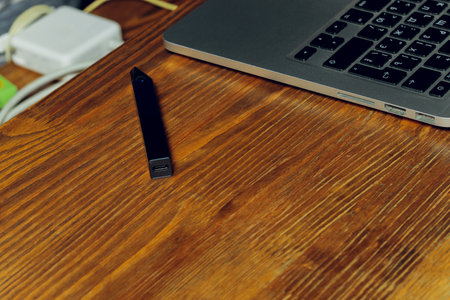 POD e-cigarette or nicotine vapor dispenser e-pen.の写真素材