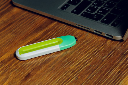 POD e-cigarette or nicotine vapor dispenser e-pen.の写真素材