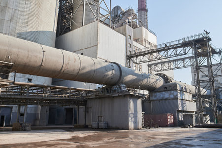 Concrete mixing tower. Concept of on-site construction facility.