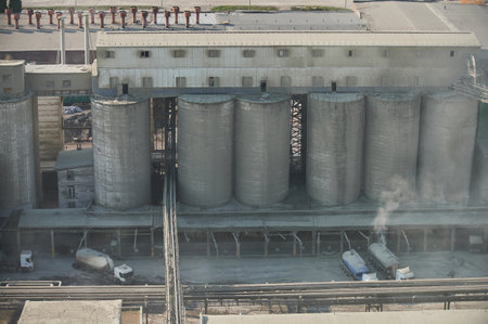 Concrete mixing tower. Concept of on-site construction facility.の写真素材