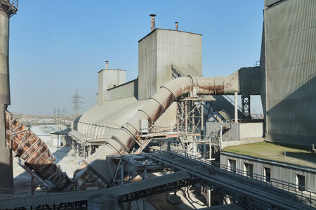 Concrete mixing tower. Concept of on-site construction facility.の写真素材