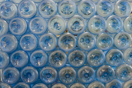 Stack of bottom Of plastic bottles.の写真素材