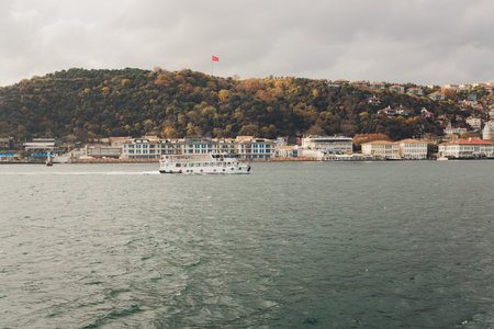 ISTANBUL, TURKEY - December 9, 2020: Istanbul Turkey Bosphorus Passenger ferry panoramic view.のeditorial素材